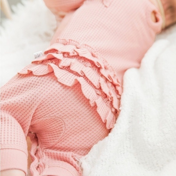 ruffle butts Long Sleeve Ruffle Jumpsuit pink 2T - Picture 2 of 6
